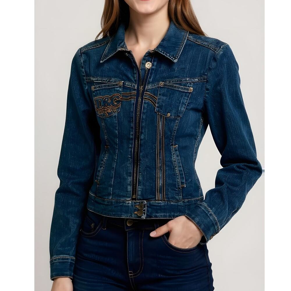 D&G Dolce & Gabbana XS Denim Jacket Y2K Fitted Vintage Style